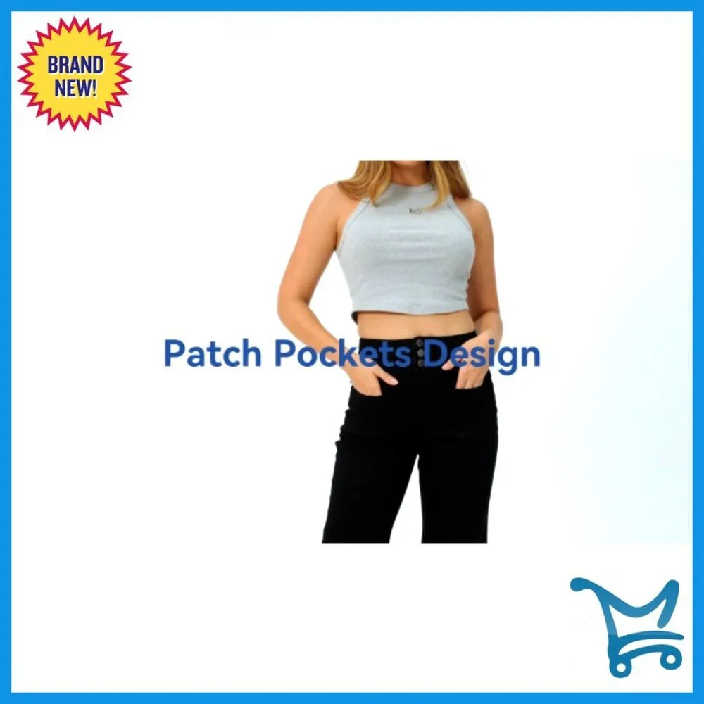 Wide Leg Jeans High Waist Stretchy Loose Denim Pants Y2K Retro Chic - Picture 7 of 7